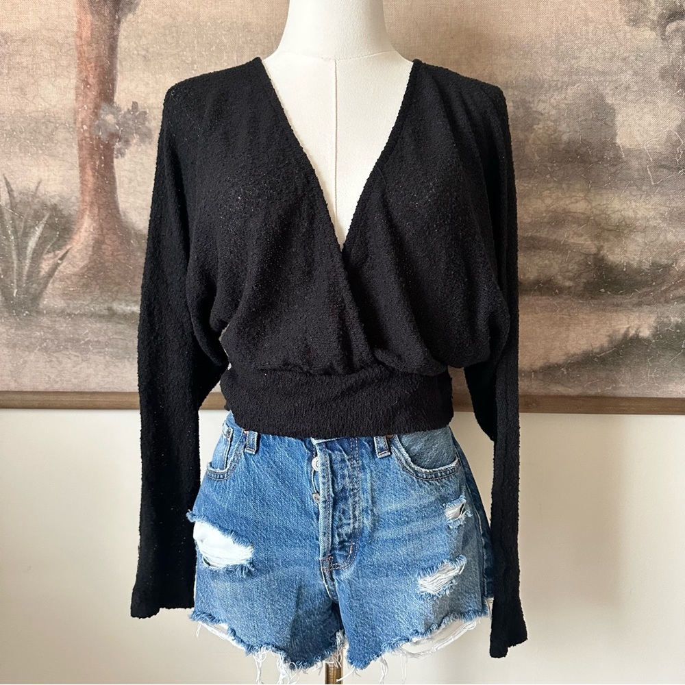 Urban Outfitters Black V-Neck Wrap Blouse